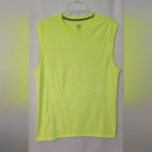 Fruit of the Loom Mens Neon Yellow Sleeveless T-Shirt Size L